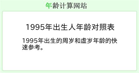 1995年出生|年龄计算器